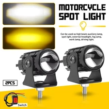 Yellow White LED Work Light Spot Auxiliary Headlight Motorcycle Driving Fog Lamp