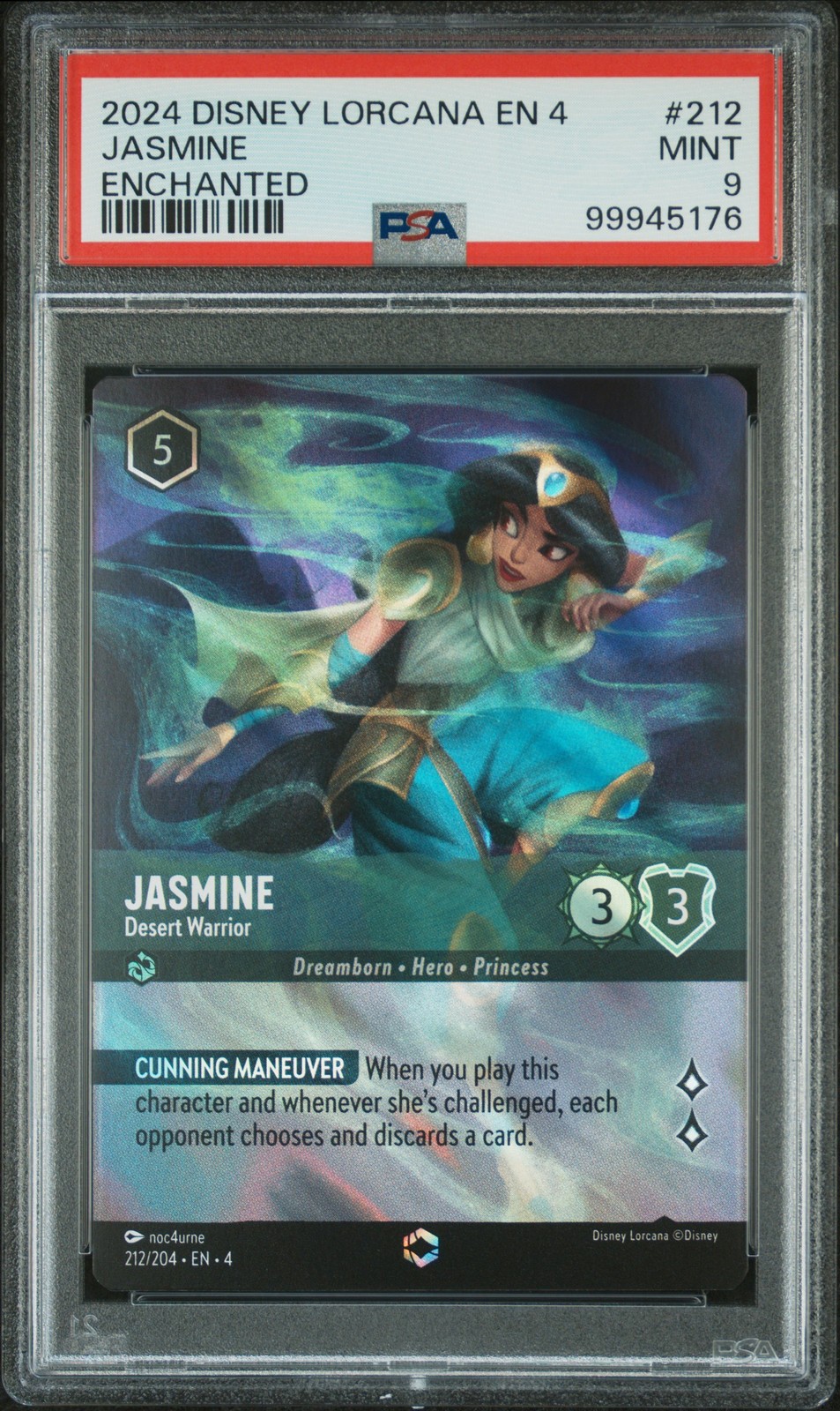 2024 DISNEY LORCANA EN 4-URSULA'S RETURN #212 JASMINE - DESERT WARRIOR PSA 9