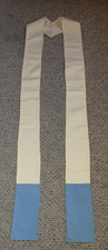 OFFICIANT PASTOR CLERGY STOLE HAND CRAFTED KHAKI/TAN W/BLUE DETAIL