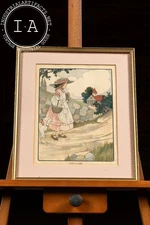 Mary's Lamb | Framed Early 20th Century Nursery Rhyme Book Chromolithograph