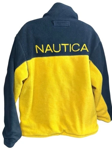 Nautica Vintage 90s Yellow and Navy Reversible Sailing Windbreaker Jacket Size L image 14