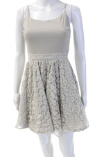 Alice + Olivia Women Fit & Flare Mini Dress Beige Sleeveless Square Neck Size 0