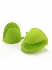 2PCS Silicone Pot Holder Mini Oven Mitt Kitchen Heat Resistant Finger Grips UK