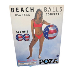Inflatable Patriotic Beach Ball Set- 16  USA Flag Confetti Party Pool Decor NEW