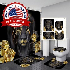 Juego De 4 Cortinas De Ducha Con Dise o De Rosa Oro Y Le n Para Ba o De Ducha US