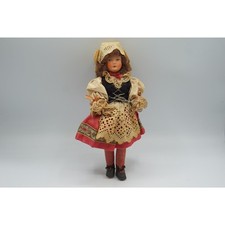 Antico 1920s Tedesco Composizione Bambola Folk Costume Bavarese Tirolese Panno
