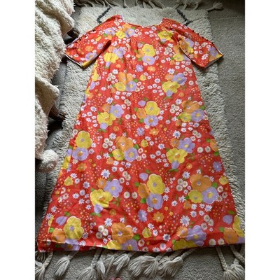 Vintage Penneys Hawaii Maxi Dress kaftan hostess long floral Classic 60's