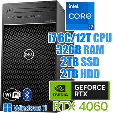 Dell Precision 3630 Windows 11 PC?RTX 4060?i7-8700?32GB RAM?2TB SSD?2TB HDD