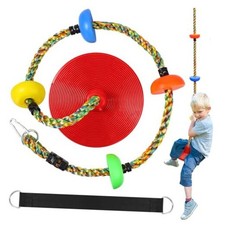 Tree Swing for Kids,Heavy Duty Single Disc Seat Climbing Rope Set Red Swing