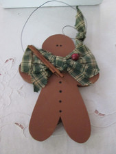 10" Wood Gingerbread Man Handmade Christmas Decoration, Vintage Style L 2