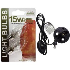 Himalayan Salt Lamp Cord with Dimmer Switch 2-Pack and E12 Halogen Salt Lam...