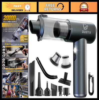 Portable Cordless Car Vacuum 20000Pa Handheld Cleaner, 3 Speed Suction, Recharge