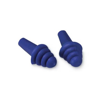 Deltaplus Quattro(TM) Reusable Rubber Vinyl Ear Plugs, Flanged Shape, 27 dB,