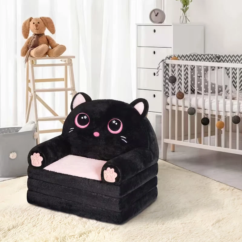 Sofá silla plegable de felpa con almohada, asiento de salón lavable de espuma viscoelástica para niños, sin as Foto 4 de 4