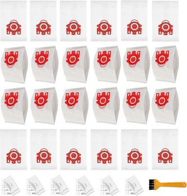 24 Pack 3D Airclean Vacuum Bag Replacement for Miele FJM 24 Pack(Red), Red 