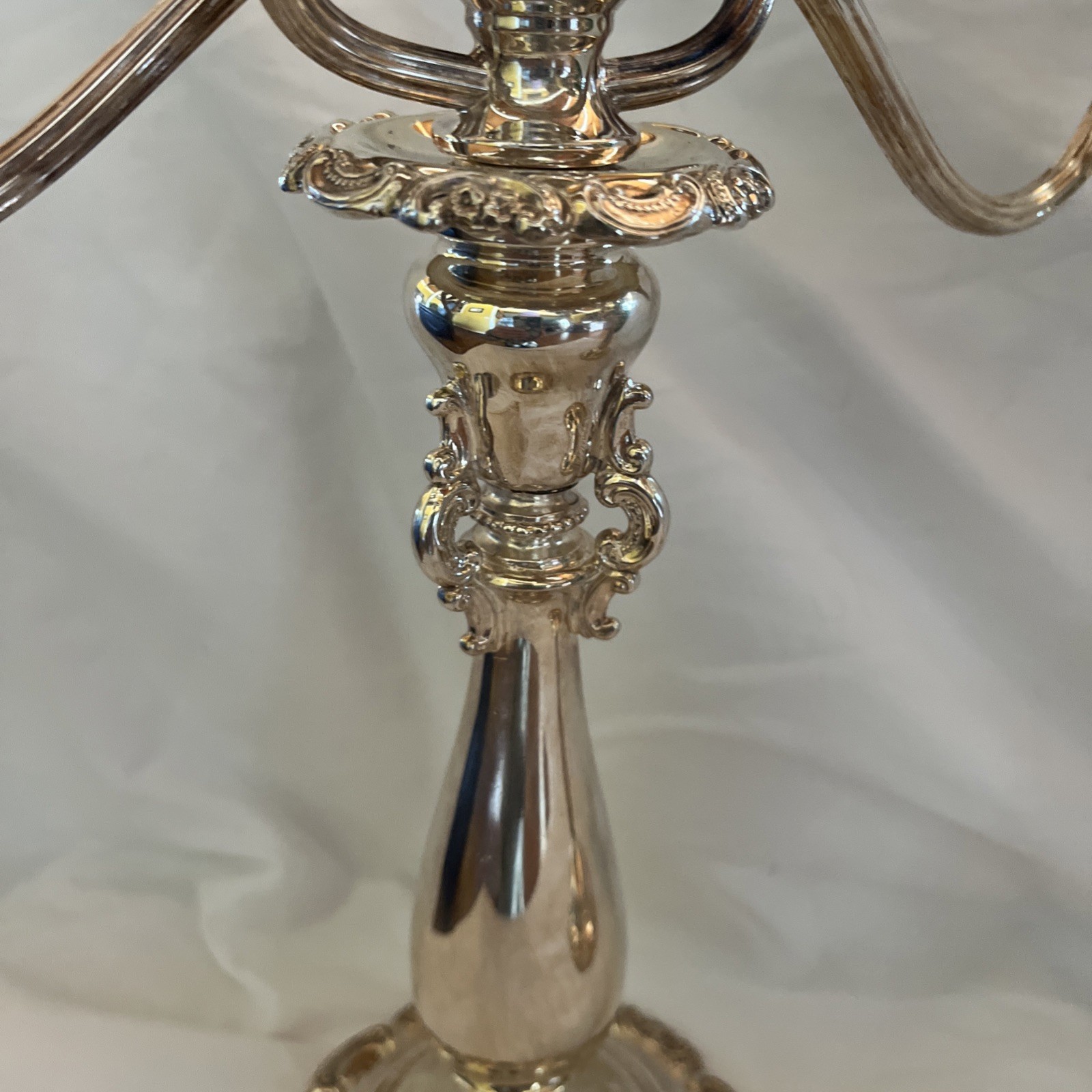 Vintage Wallace Baroque Silverplate 3 Arm Candleabras Candle Holders Set Of 2