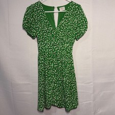 Sienna Sky Green Floral Puff Sleeve Smocked Waist Mini Dress XS