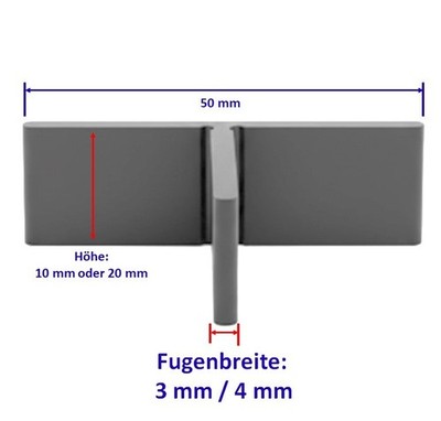 Fugenkreuze T-Stück Fugen 3-4 mm Steghöhe 10mm/20mm für Terrassenplatten