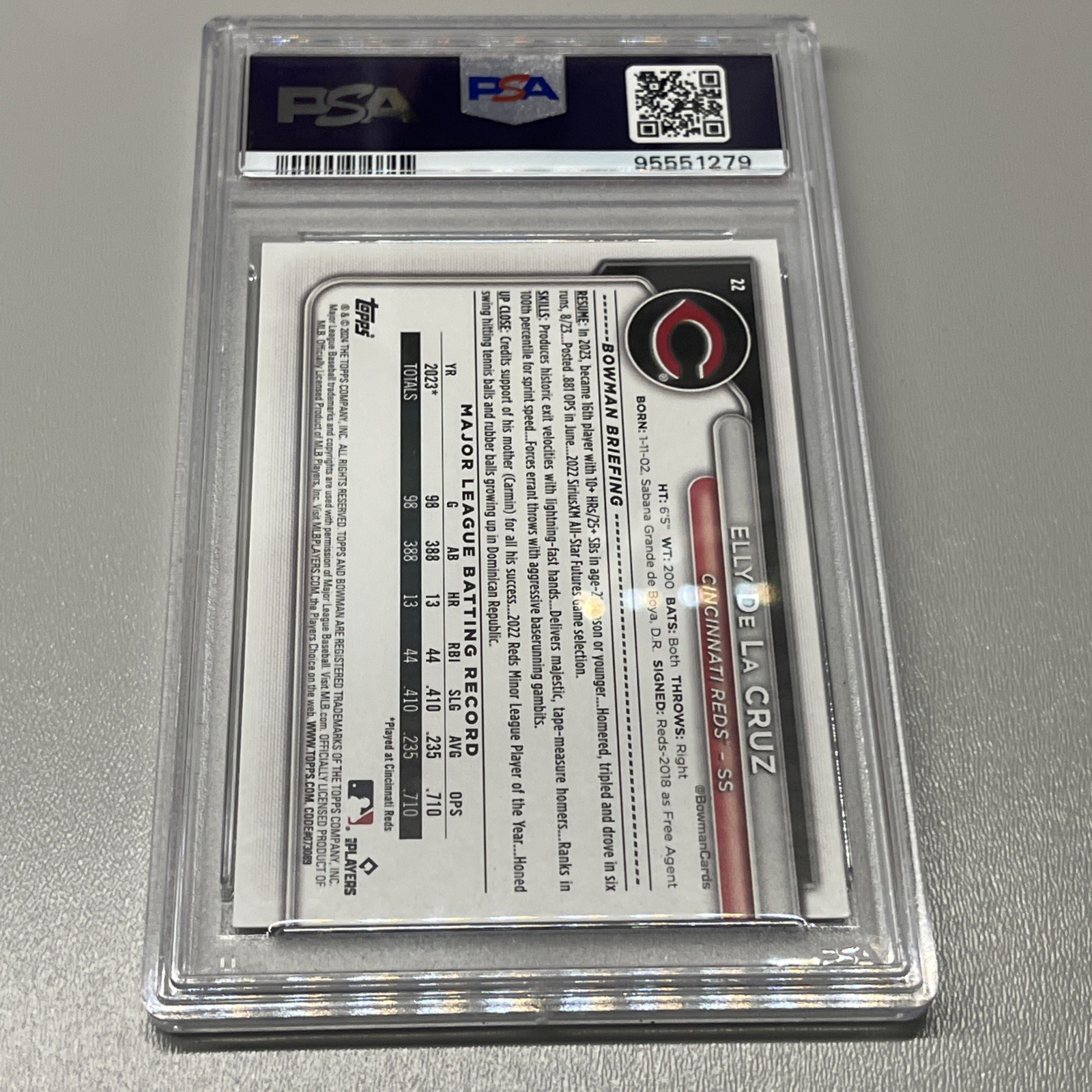2024 BOWMAN #22 ELLY DE LA CRUZ PSA 10 CINCINNATI REDS ROOKIE RC view 6