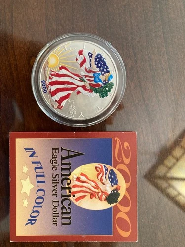 2000 MintAmerican Eagle Walking Liberty Painted 1 Oz Fine Silver One Dollar Coin