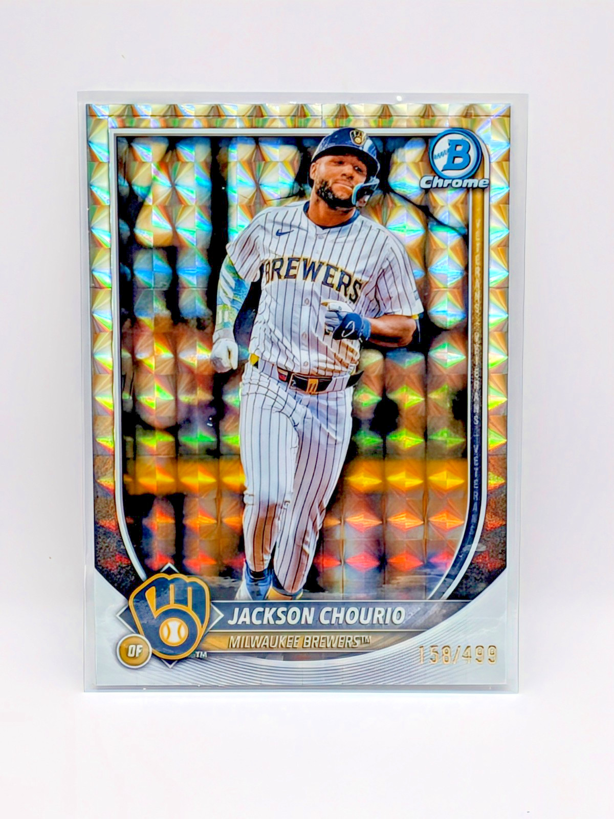 2025 Bowman Chrome Jackson Chourio #40 Geometric Refractor /499 Brewers