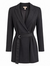 H&M Black Blazer Wrap Dress UK 8 EUR 36 Long Sleeve Belted Smart Mini Dress