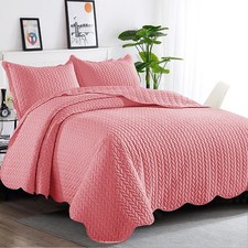 3 Piece Quilted Bedspread Bed Throw Embossed Bedding Set Single Double King Size