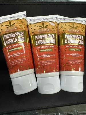 3 pack - HEMPZ PUMPKIN SPICE & VANILLA CHAI  HYDRATING HERBAL HAND CREAM 3 fl.oz
