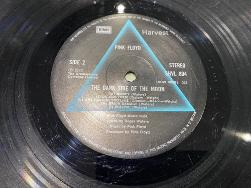 Pink Floyd Dark Side of the Moon Vinyl LP Record 2nd Press A3/B2 1973 Vg/Vg