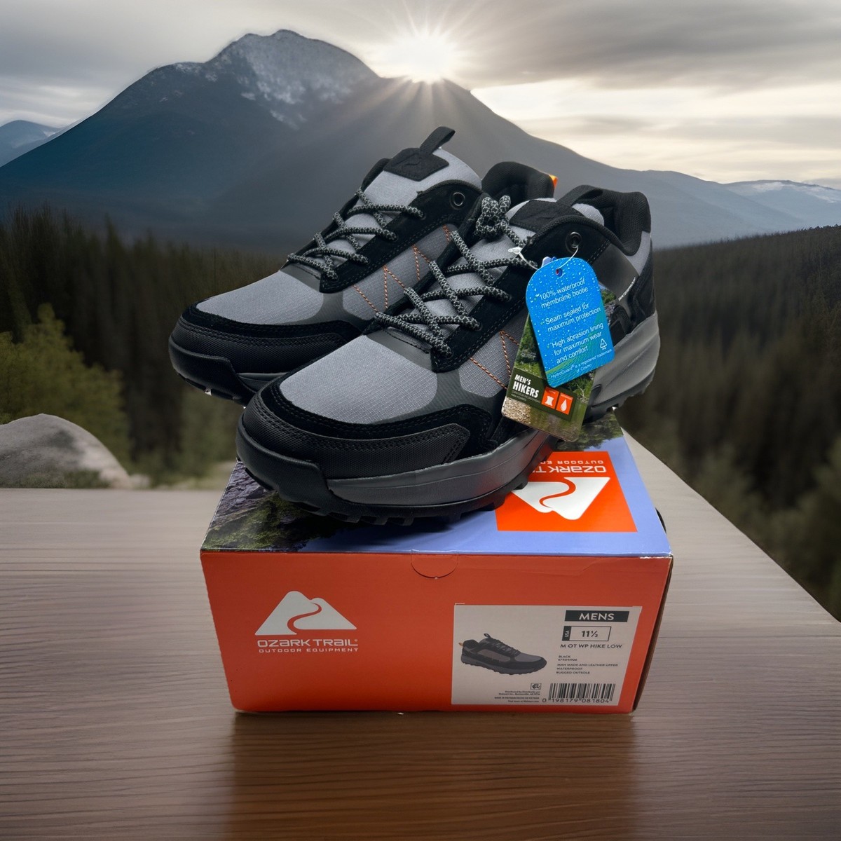 Ozark Trail Men WP Hike Low Black Grey Waterproof Hiking Shoes 
Men\'s Size 6 Ozark Trail Waterproof Hiking Shoes for Men Sizes 6 to 12  main image 2