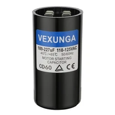 189-227 uF MFD 110-125 VAC 50/60 Hz Round Motor Start Capacitor CD60 Single P...