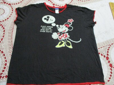 DISNEY MICKEY MINNIE MOUSE JUST AGREE WITH ME GET IT OVER WITH T-SHIRT- WOMEN LG