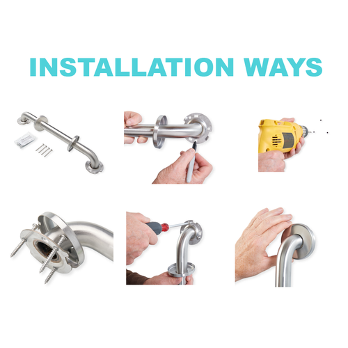 3 Pack Shower Grab Bar Stainless Steel Available in 18" 36" 42" Hold Upto 400 lb - Picture 11 of 14