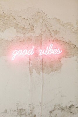 Good Vibes Pink Neon Sign Light Lamp Acrylic 20''x8'' Decor With Dimmer VH