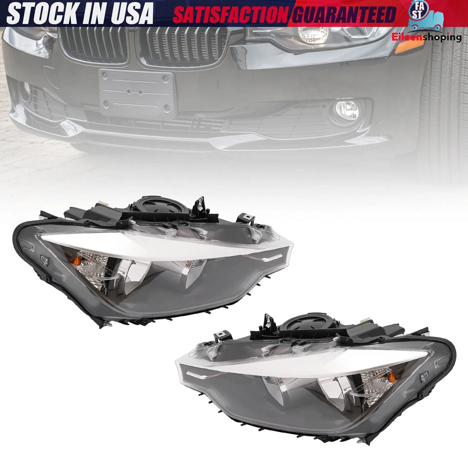 Right+Left Pair Halogen Headlights Lamps For 2012-2015 BMW 320i 328i Sedan Wagon - Image 4 of 4