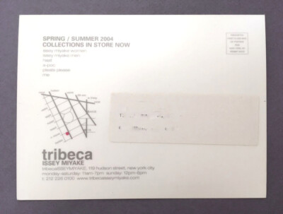 ISSEY MIYAKE TRIBECA SPRING/ SUMMER 2004 COLLECTIONS CARD; STORE