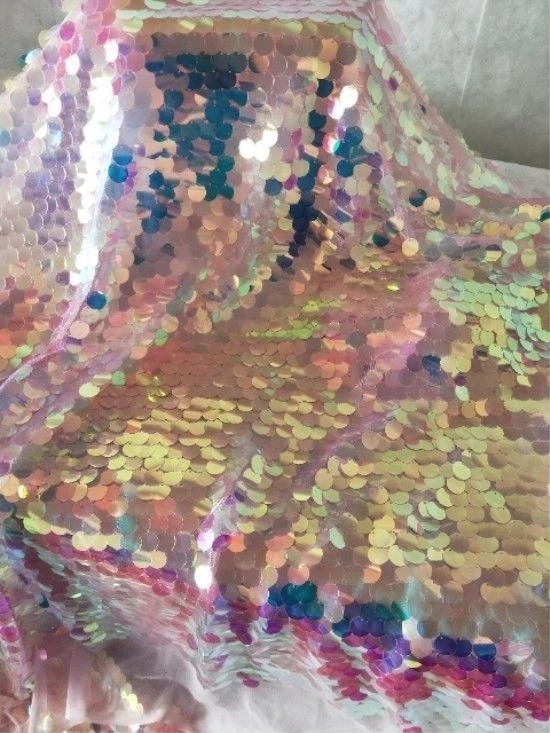 Laser Sequin Fabric Bling Shiny Mermaid Scale Wedding DIY Backdrop Glitter Craft - Image 4 of 4