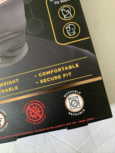Copper Fit Guardwell Face Protector Mask Adult Charcoal Gray/Black UV30 NEW NIB - Picture 5 of 16