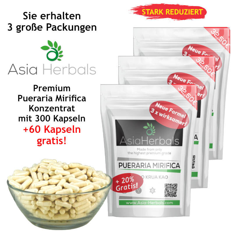 Pueraria Mirifica Konzentrat - 360 Kapseln - Premium Qualität - Hochdosiert