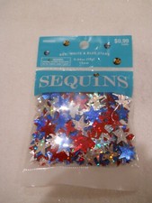 NIP Star Sequins red / white / blue / holographic stars 13mm .
