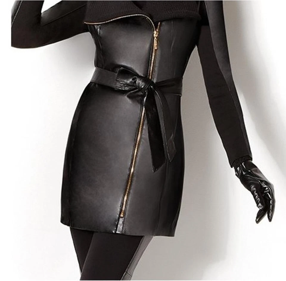 女式外套冬季 X-mas 真皮黑色夹克外套风衣大号美国 — 第 2/3 张图片