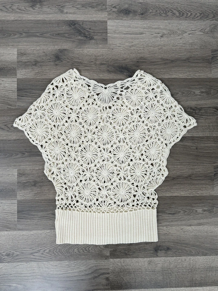 Y2K Forever 21 - Top de ganchillo tejido crema festival boho para mujer - Talla S Foto 3 de 4