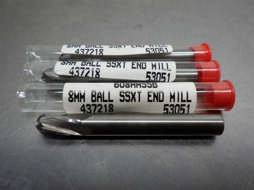 3 NEW! Carbro 8mm Carbide Ball Endmill 4F ~2-1/2" OAL 608MMSSB 437218 53051