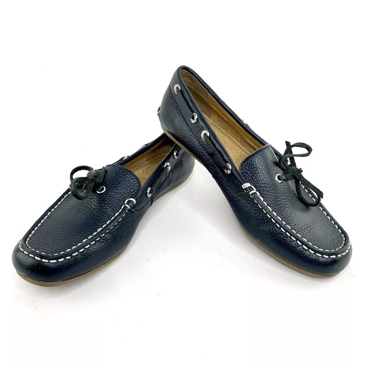LANDS END 400673 Womens 5.5B Moc Toe Driving Loafers Slip On Shoes