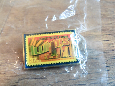USPS Greetings From Illinois 37 cent Postage Stamp Lapel Pin Pinback NEW