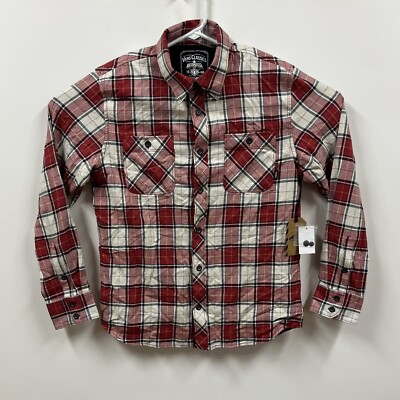Vans Flannel Shirt Mens Medium Red Black Plaid Button Up Long