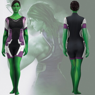 She-Hulk Jumpsuit Jen Bodysuit Lady Hulk Adult & Kids Cosplay Costume Halloween