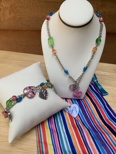 Ensemble collier lumineux déco Brighton et bracelet assorti perles colorées vives - Photo 1/12