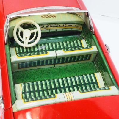 Bandaiya 60 Cadillac Convertible Large Red In Tin Toy Car No Box