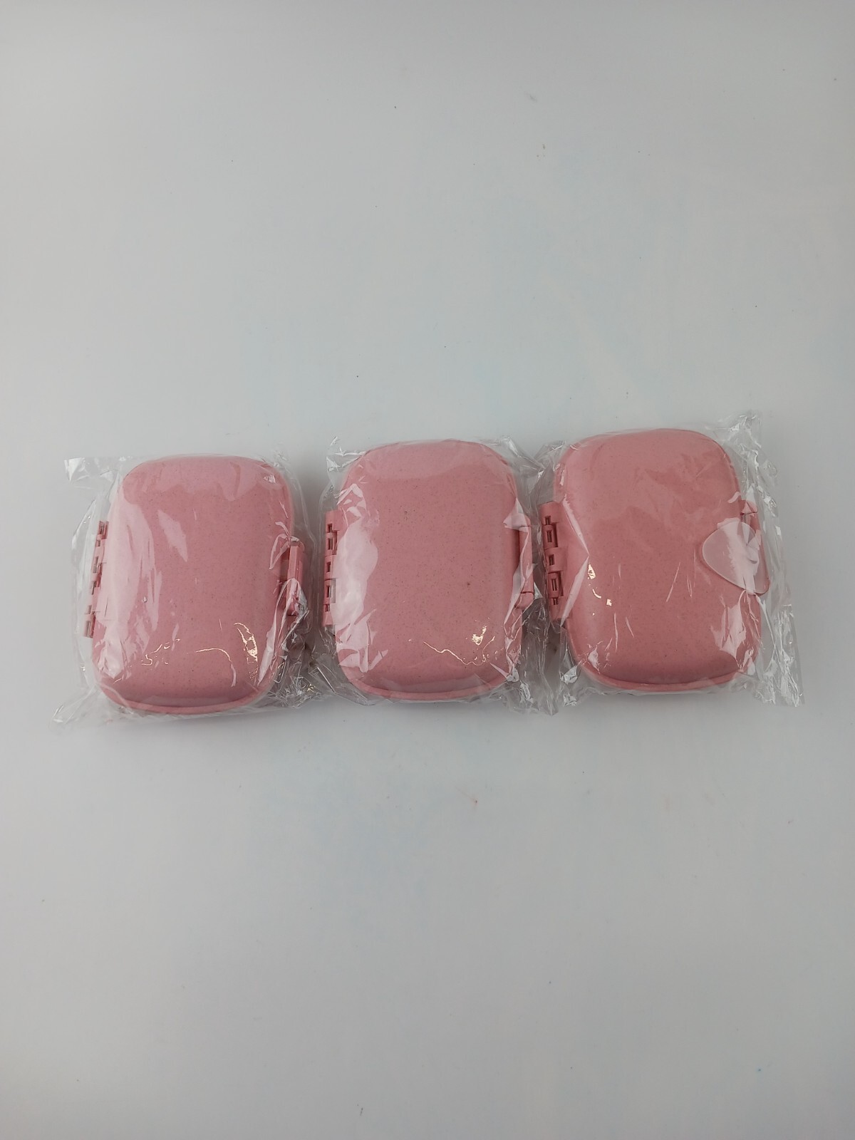 3 PACK PINK TRAVEL PILL BOX FOLD OVER WITH CLASP 8 COMPARTMENTS 6 SMALL & 2 BIG
